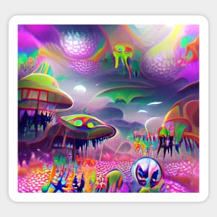 Psychedelic Alien Landscape Sticker